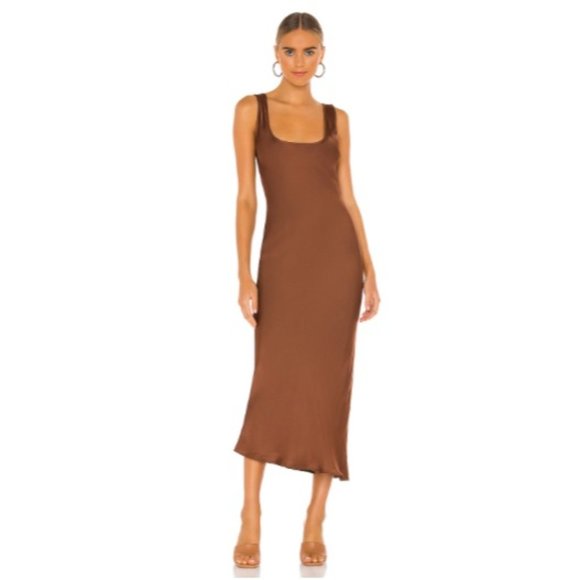 Cali Dreaming Dresses & Skirts - Cali Dreaming Tawny Brown Simple Slip Midi Dress S